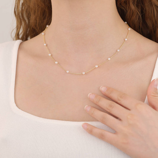 Melange Blanc - N009 Pearl Choker necklace, choker pearl necklace, pearl
