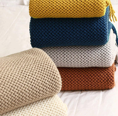Fennco Styles - Knit Textured 50x60 Inch Throw Blanket with Fringe