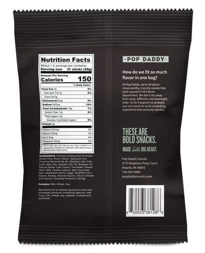 Pop Daddy Snacks - Seasoned Pretzels - 1.5oz - Garlic Parmesan