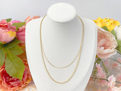Melange Blanc - N018 gold double strand dainty chain minimalist necklace