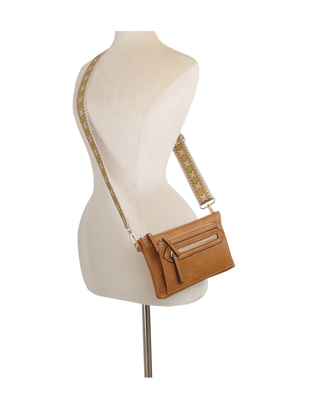 Handbag Factory Corp - Small retangular front zipper guitar strap crossbody