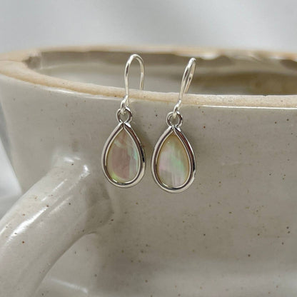 Sela+Sage - Large Circle Earring with Creamy Iridescent Mother of Pearl