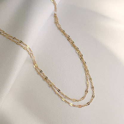 True by Kristy Jewelry - Kamryn Dapped Sequin Layering Chain Necklace Gold Filled