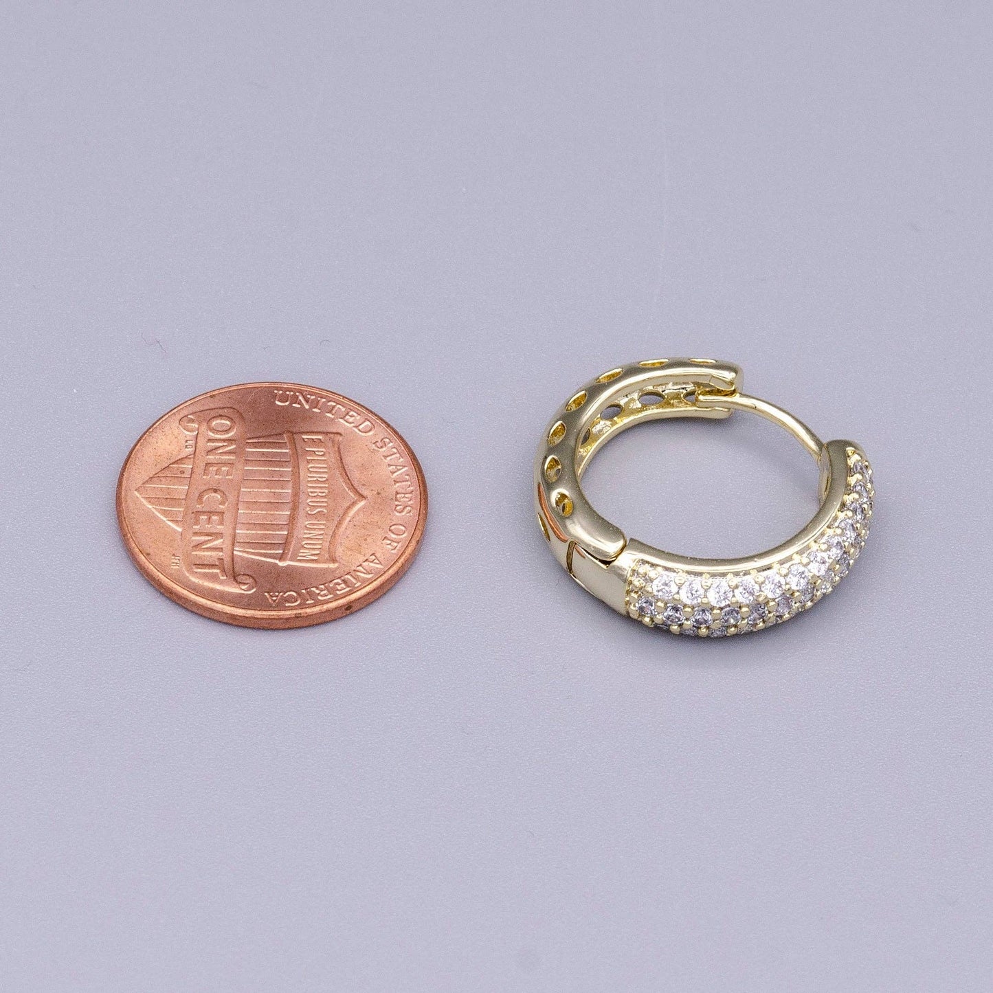 Aim Eternal - 16K Gold Filled Micro Paved CZ 20mm Huggie Earrings | AD1310