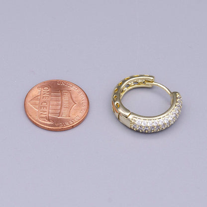 Aim Eternal - 16K Gold Filled Micro Paved CZ 20mm Huggie Earrings | AD1310