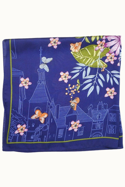 Olive & Pique - "So Silky" Satin Neckerchief Scarf, Versatile, Blue