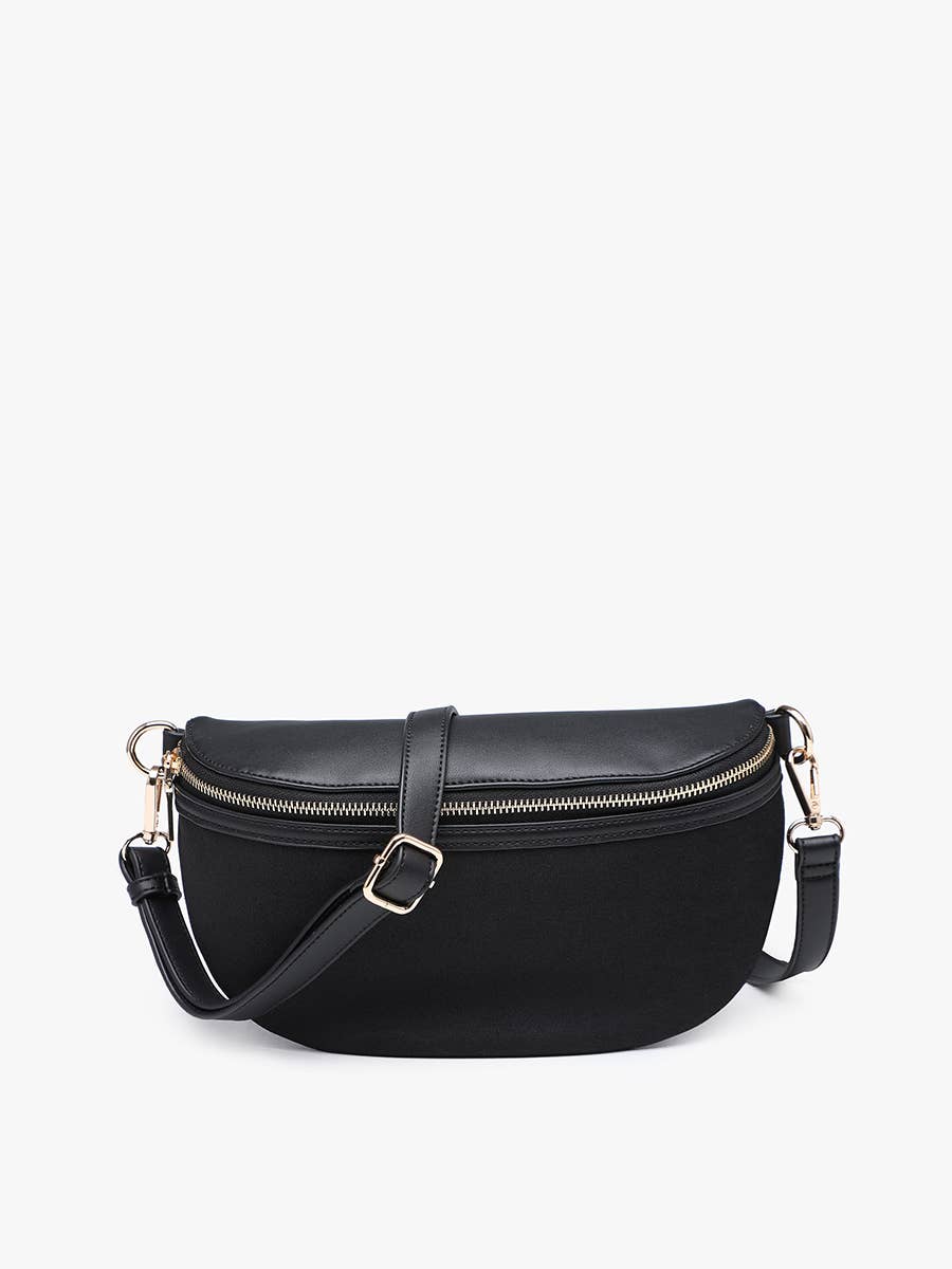 Jen & Co. - Regina Faux Suede Sling Bag w/ Vegan Leather Trim | M2882