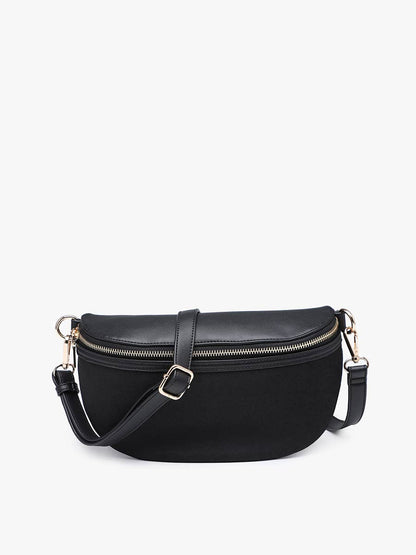Jen & Co. - Regina Faux Suede Sling Bag w/ Vegan Leather Trim | M2882