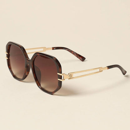 Fashion City - Women's Unique Temples Geometric Sunglasses