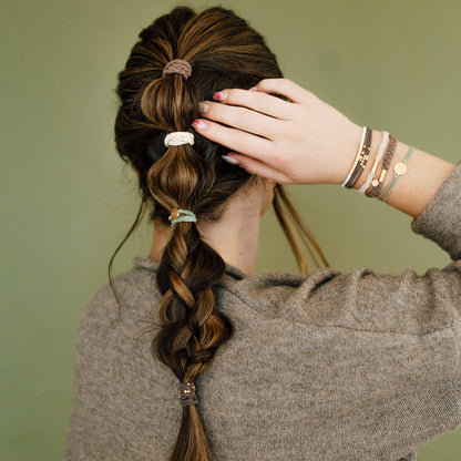 K'lani hair tie bracelets - "Climb" Natural Colors with Gold Mountain Accent hair Tie Bracelets
