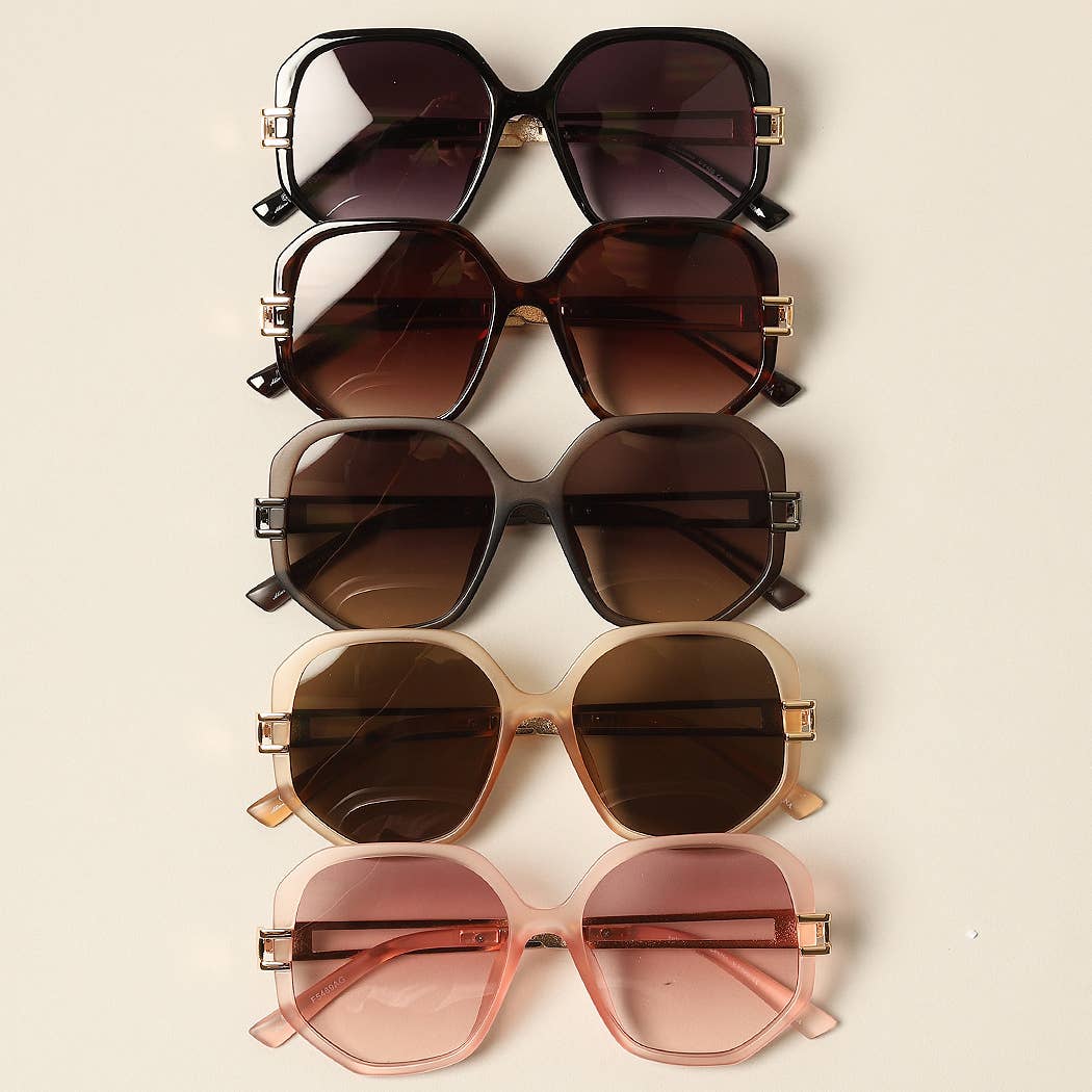 Fashion City - Women's Unique Temples Geometric Sunglasses