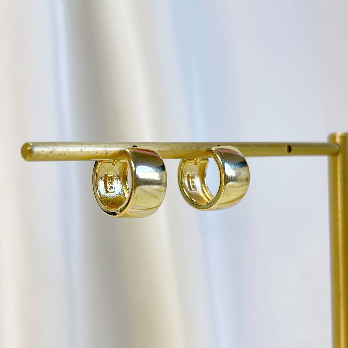 Melange Blanc - E233 wide huggie hoops, gold wide huggie, gold hoops