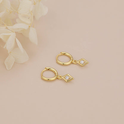 Melange Blanc - E181 dangle hoop earring, dangle earring, gold dangle