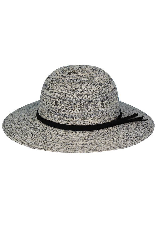 Hana - Suede Band Mixed Braid Packable Sun Hat