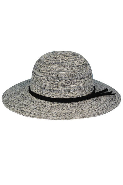 Hana - Suede Band Mixed Braid Packable Sun Hat