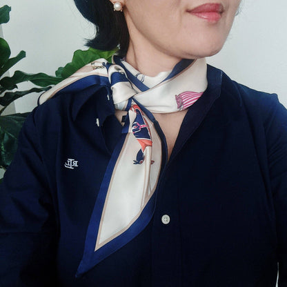 Ellison+Young - Equestrian Luxe Jumbo Twilly Scarf – Horse & Carriage Print