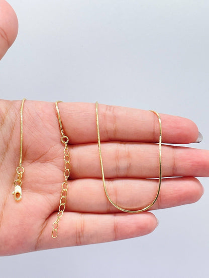 Milie Jewels - 18k Gold Filled Smooth Herringbone Fusion Necklace