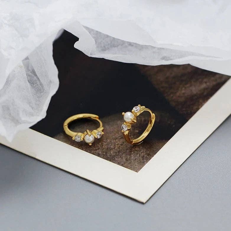 Mauve Jewelry Co. - Alexandria Diamond and Pearl Hoops