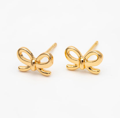 Bella Rey jewelry - The Lela bow 18k gold plated stud earrings dainty