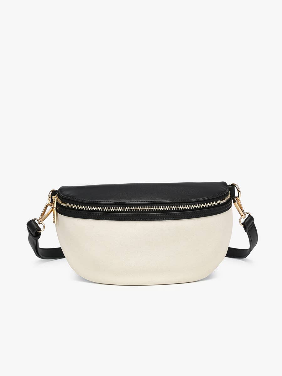 Jen & Co. - Regina Faux Suede Sling Bag w/ Vegan Leather Trim | M2882