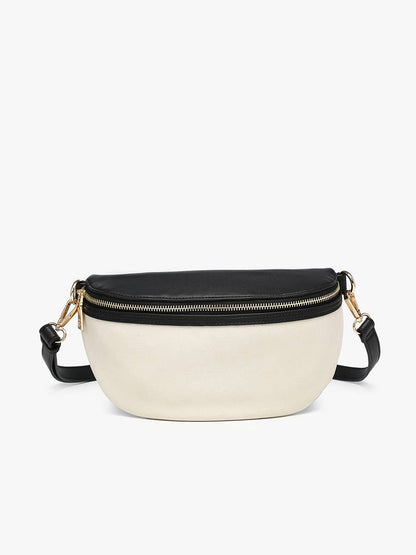 Jen & Co. - Regina Faux Suede Sling Bag w/ Vegan Leather Trim | M2882