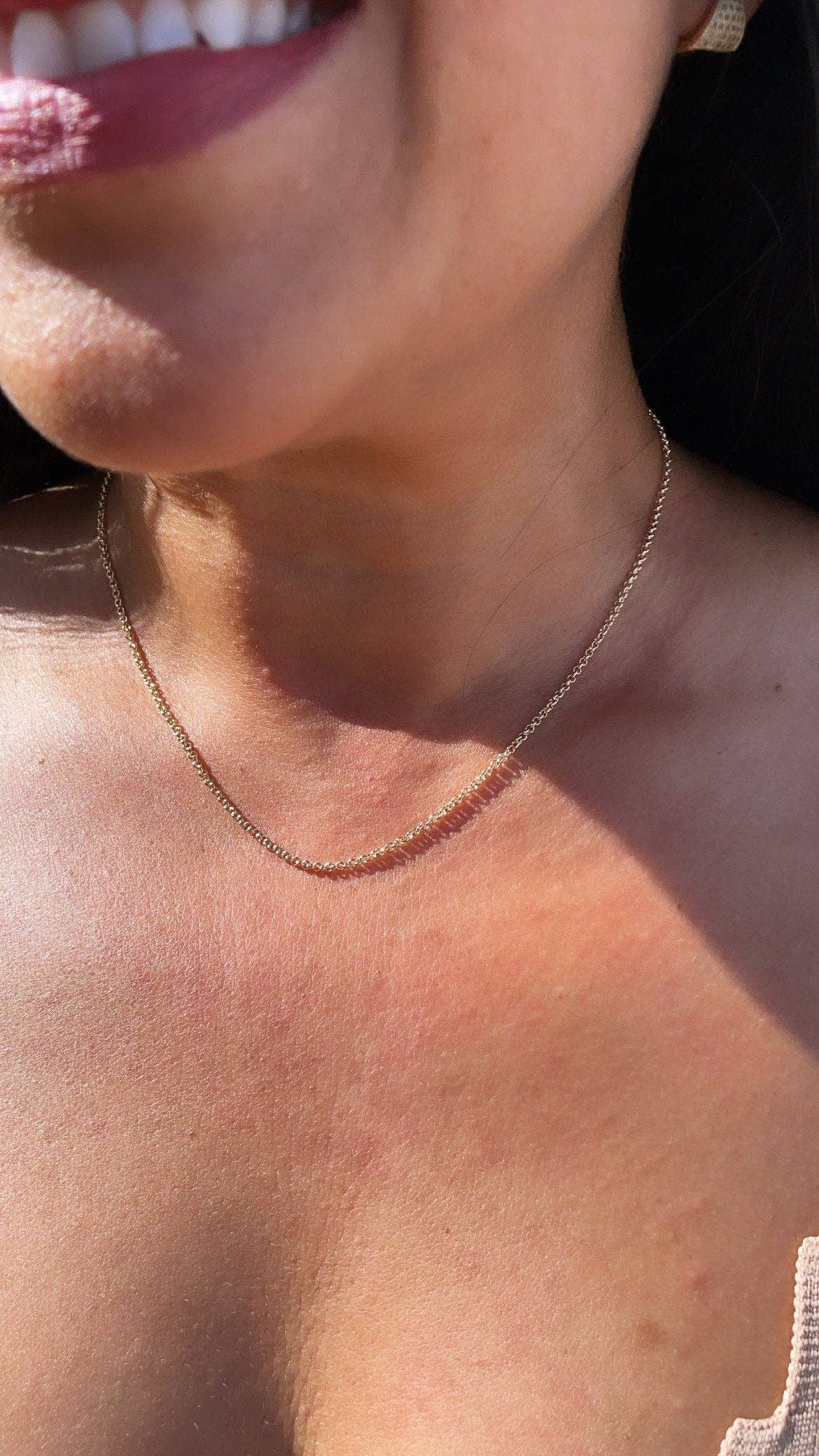 Milie Jewels - 18k Gold Filled 1mm Rolo Chain Necklace Supplies Designers
