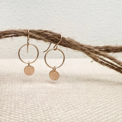 Sela+Sage - Gold Filled Circle Dangle Earrings