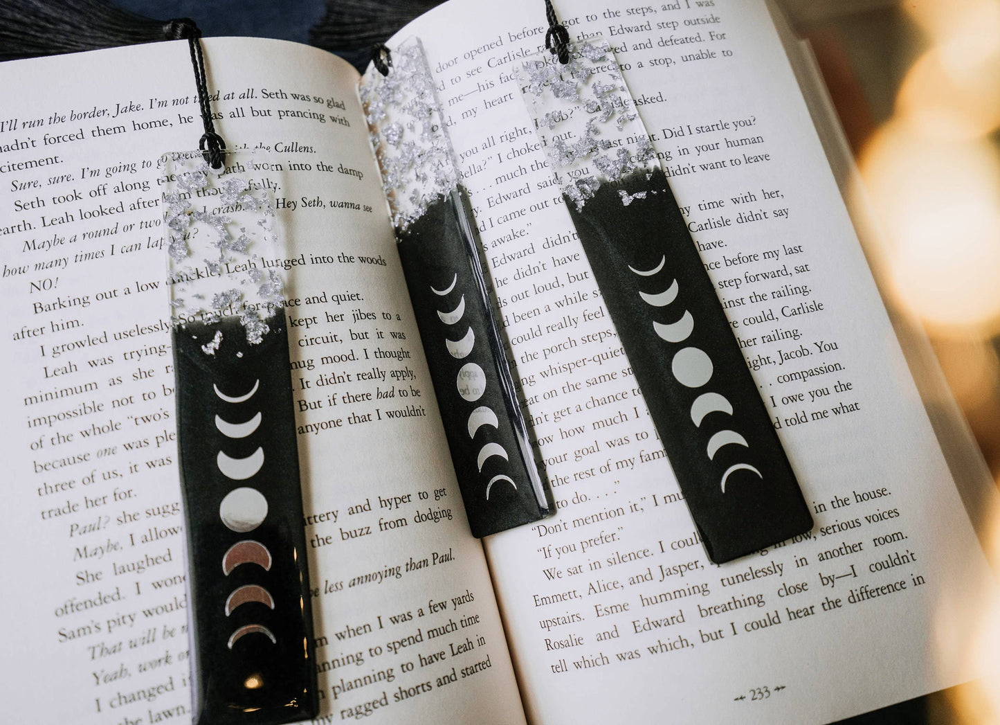 Dège Creative - Black & Silver Moon Phases Bookmark
