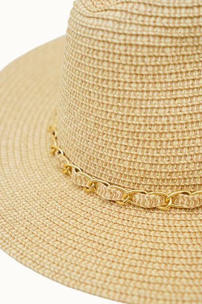 Olive & Pique - Chained Paper Straw Crushable Packable Fedora, Adjustable