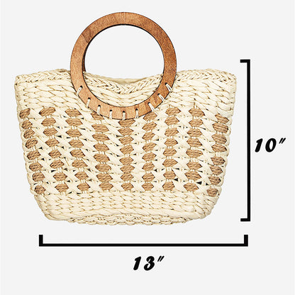 Collections by Fame Accessories - Small Braided Round Handle Tote Bag