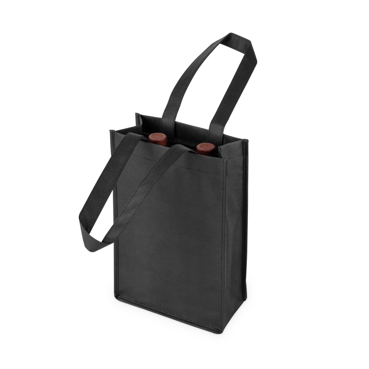 TRUE - Reusable Non Woven Wine Bottle Tote Black ASSORTED SIZES