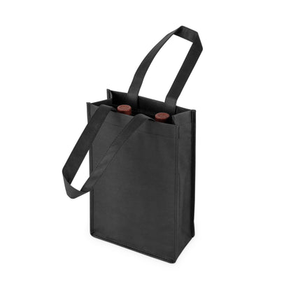 TRUE - Reusable Non Woven Wine Bottle Tote Black ASSORTED SIZES