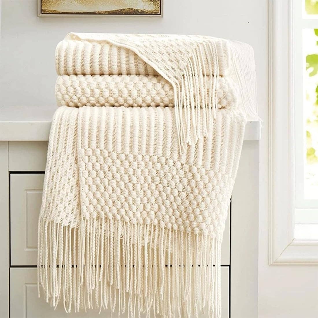 Fennco Styles - Waffle Stripe 50x60 Inch Throw Blanket