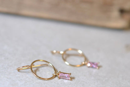 Sela+Sage - Baguette CZ, Rectangular Drops with Lightweight Circles