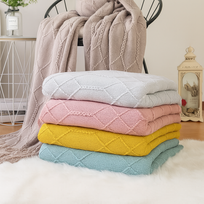 Fennco Styles - Rhombus Diamond Knit 50x60 Inch Throw Blanket