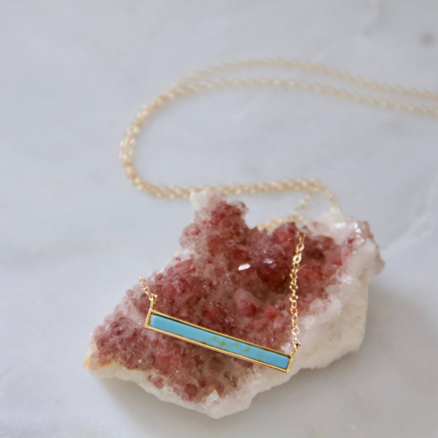 Mesa Blue - Turquoise, White Turquoise Bar Necklace