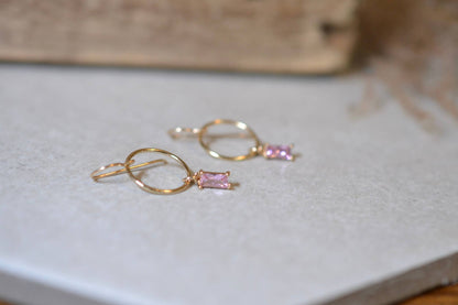 Sela+Sage - Baguette CZ, Rectangular Drops with Lightweight Circles
