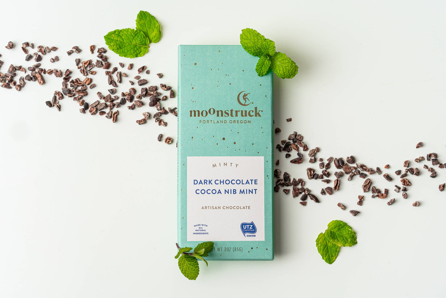 Moonstruck Chocolate Co - Minty Dark Chocolate Bar