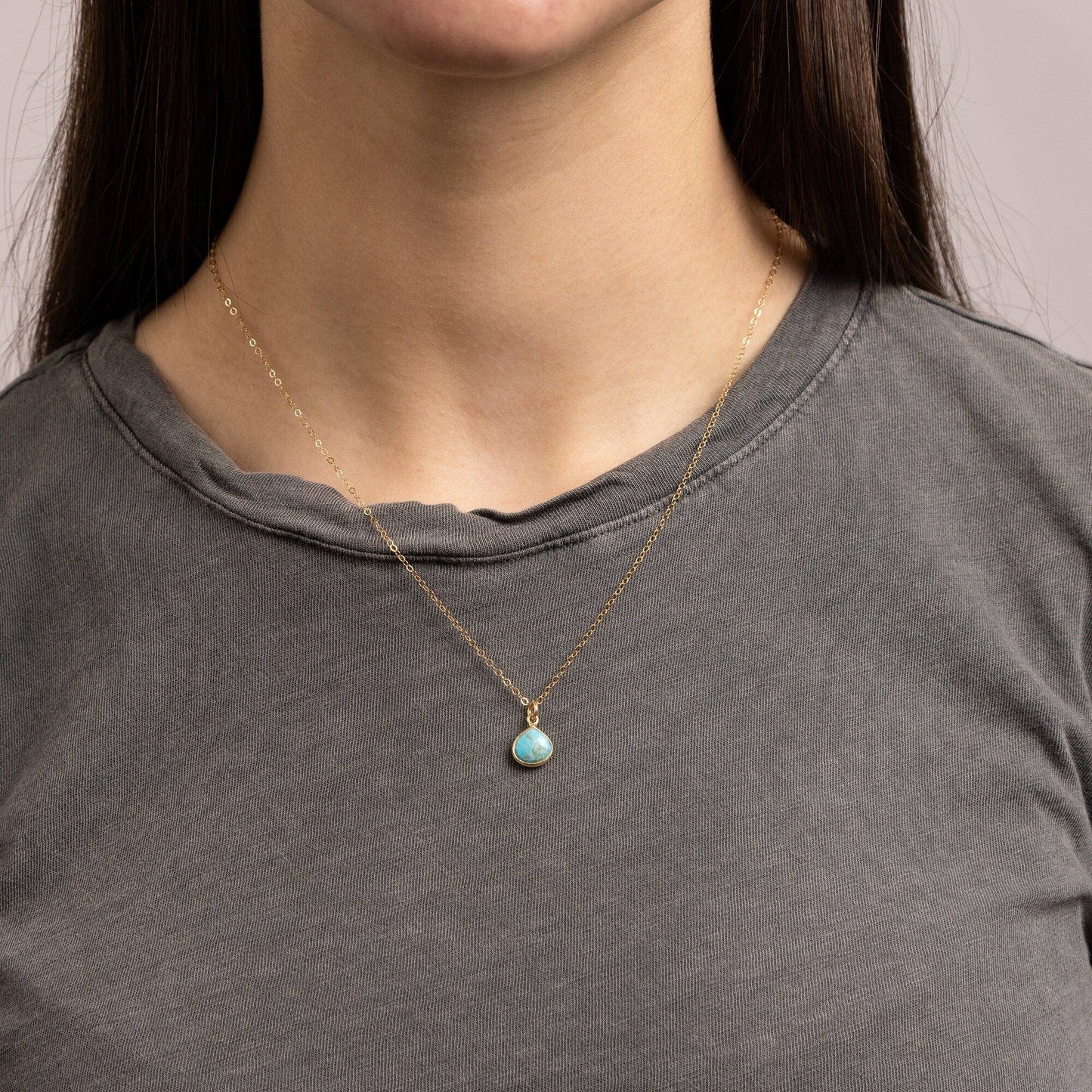 Soul & Little Rose - Turquoise Teardrop Pendant Gemstone Necklace