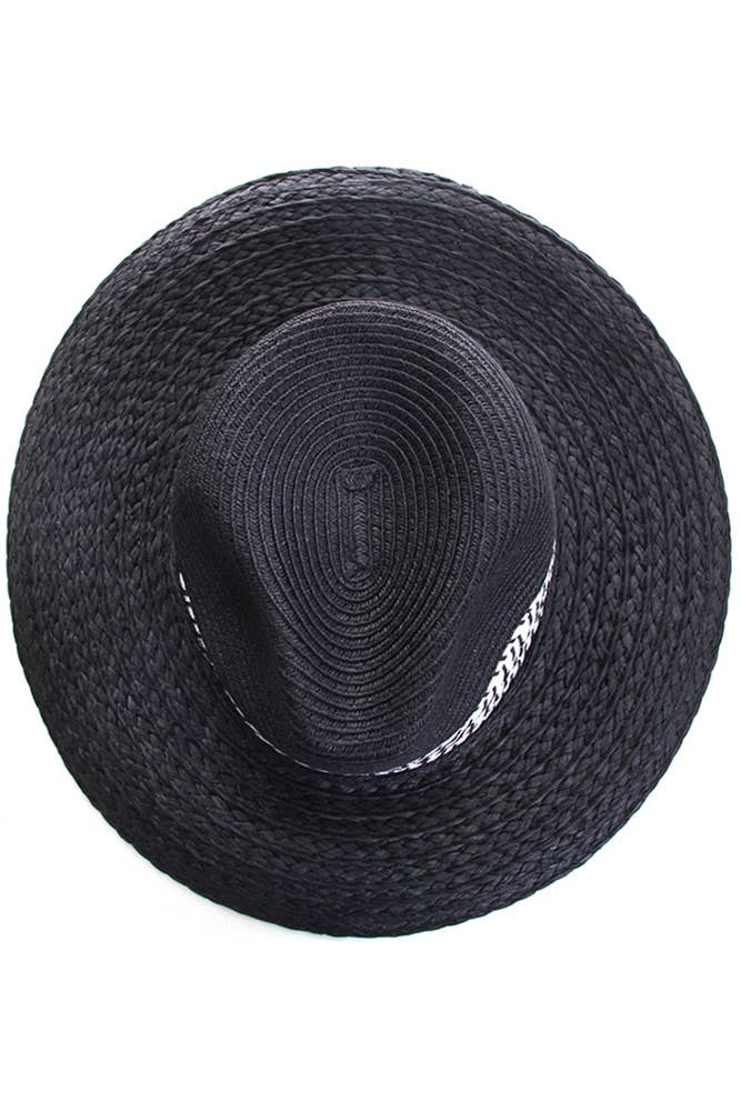 Hana - C.C Paper Straw Panama with Whip Stitches on Woven Trim