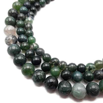CRCBEADS - Green Moss Agate Smooth Round Beads 4mm 6mm 8mm 10mm Approx 15.5" Strand