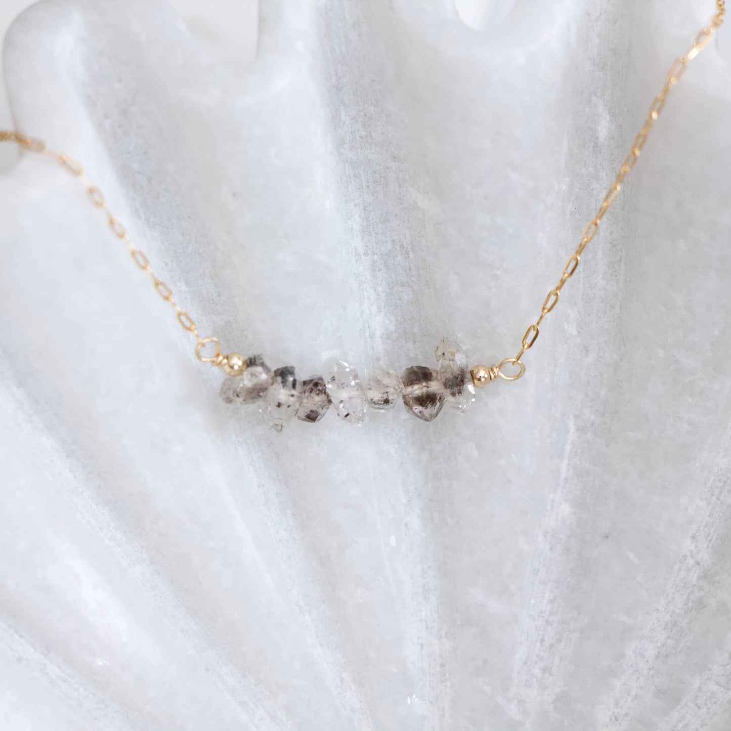 Mesa Blue - Herkimer Diamond Chip Necklace - Gold Filled