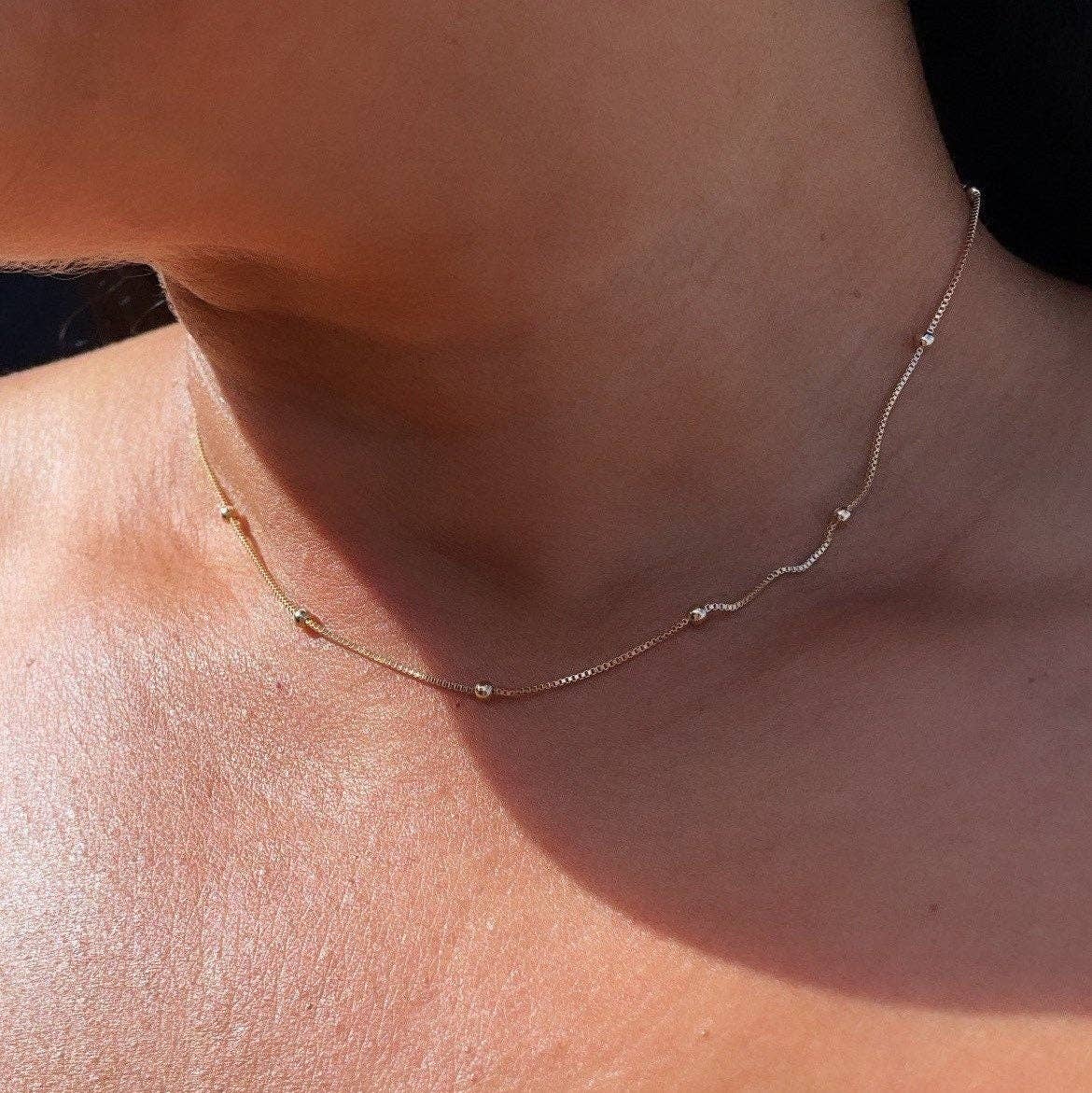 Milie Jewels - 18k Gold Filled Satellite Chain 1mm Necklace For Wholesale