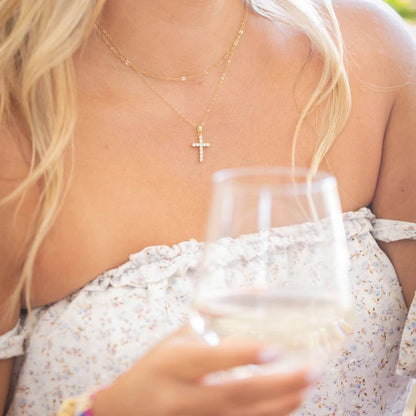 True by Kristy Jewelry - Kamryn Dapped Sequin Layering Chain Necklace Gold Filled