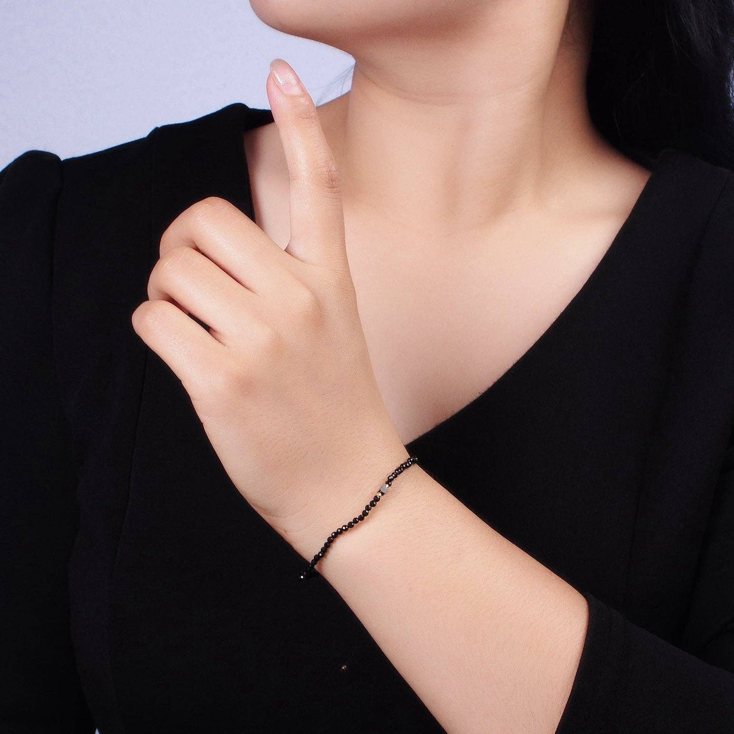 Aim Eternal - 14K Gold Filled Onyx Multifaceted Black Rope Adjustable Friendship Bracelet | WA-2165 ~ WA-2167