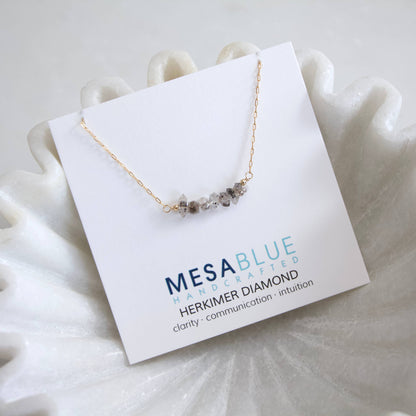 Mesa Blue - Herkimer Diamond Chip Necklace - Gold Filled
