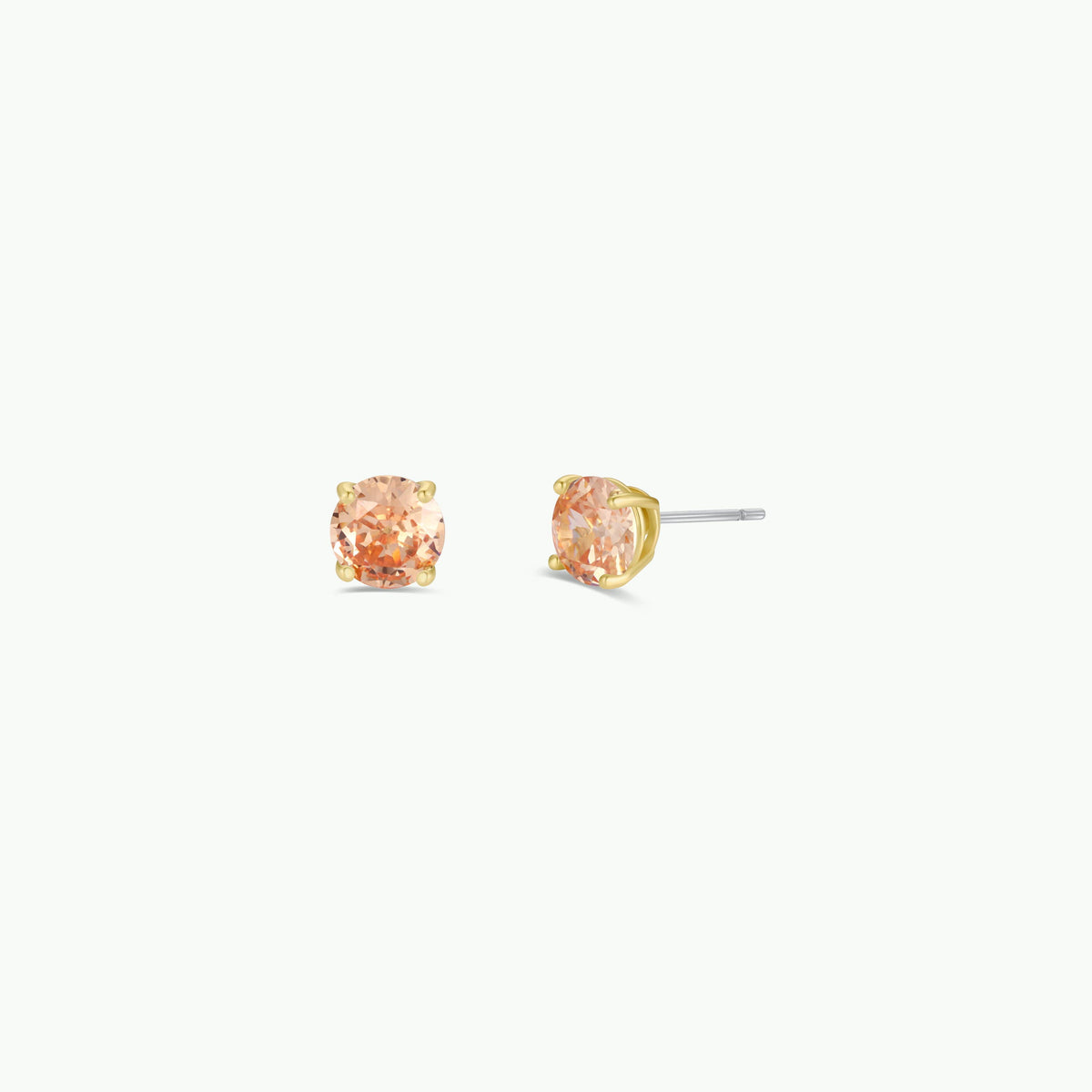 JK204 JaxKelly - Round CZ- Champagne - Gold Earrings