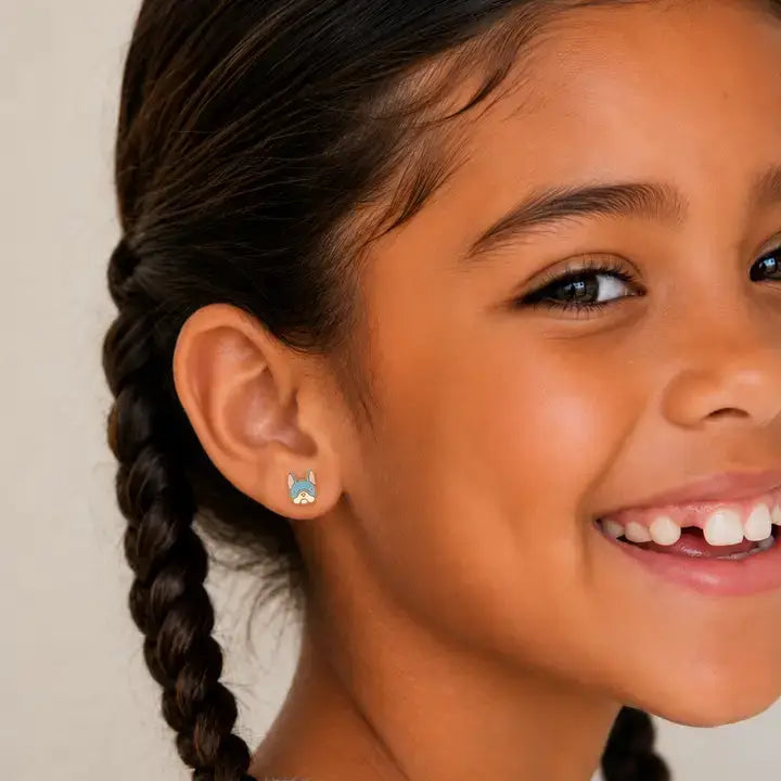 JaxKelly - Frenchie Dog Enamel Flat Back Kids Earrings