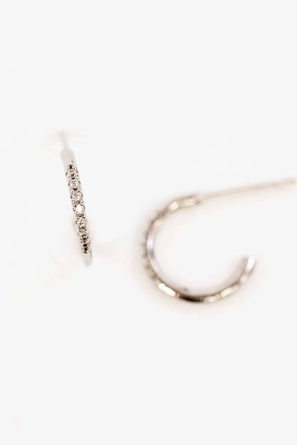 Lovoda - Thin Stone Hoop Earrings | Silver