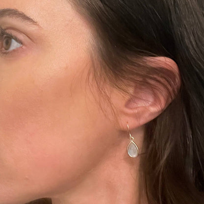 Sela+Sage - Small Mother of Pearl Earrings, Bezel Teardrops Gold Filled